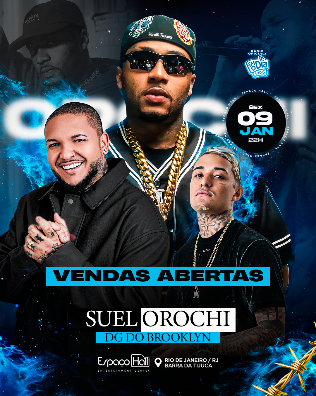 Orochi + Suel + Dj DG do Brooklin No Espaço Hall | Ingresso com desconto SHOWSNORIO