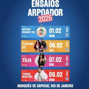 ENSAIOS TÉCNICOS 2026 - Camarote Arpoador Ingresso com desconto SHOWSNORIO