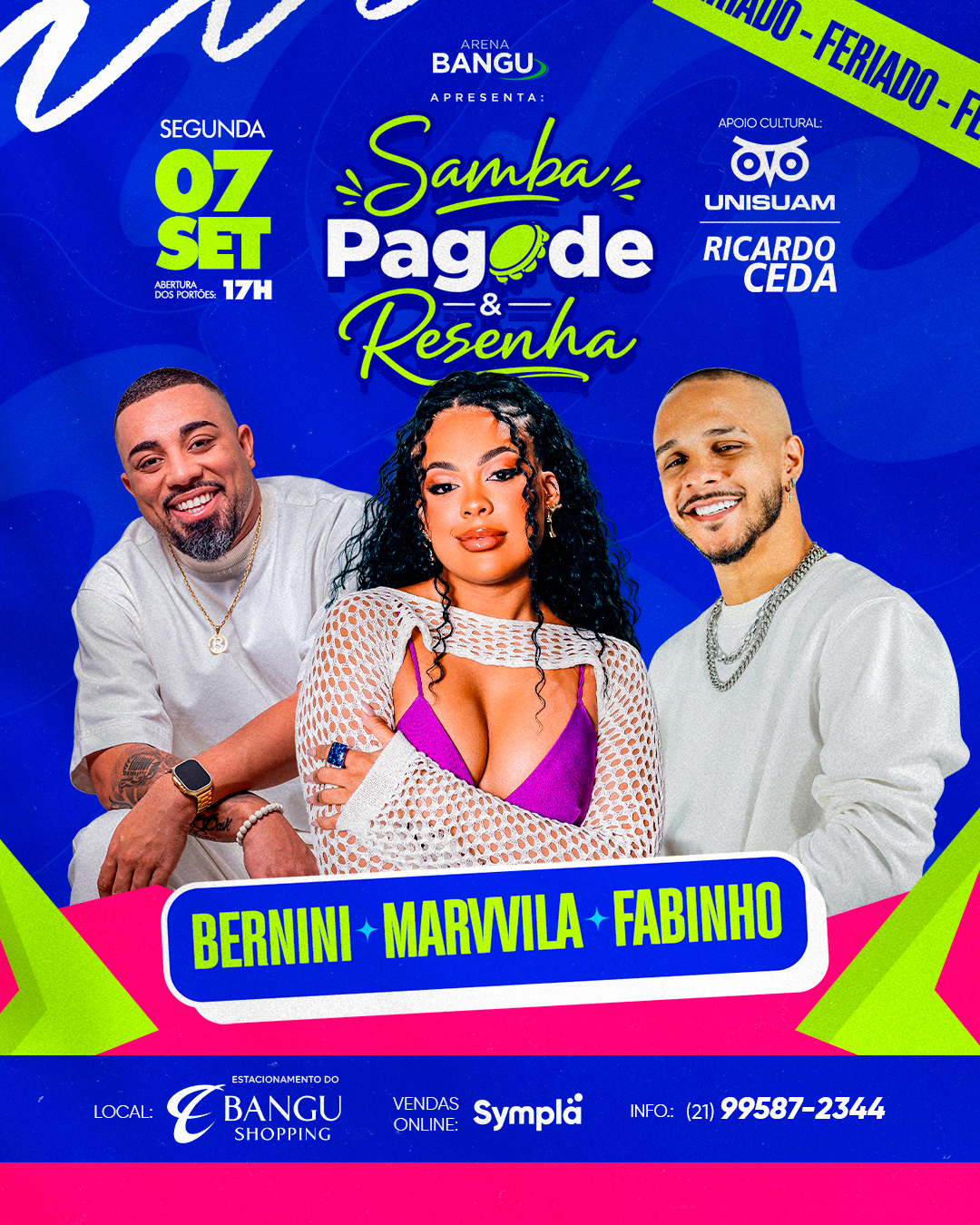 Marvvila, Fabinho e Benini Arena Bangu 07/09 | Ingresso com desconto SHOWSNORIO