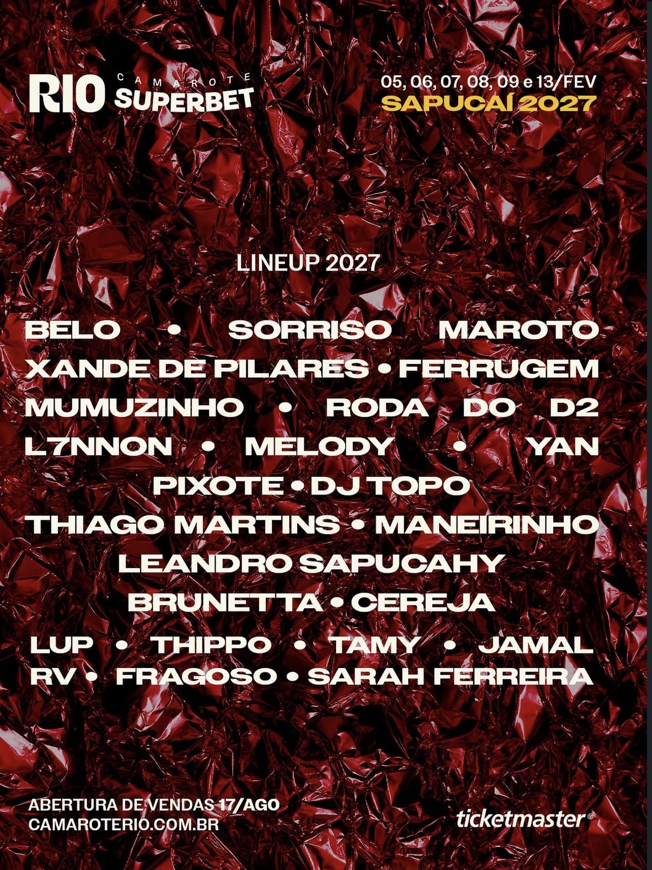 Camarote Rio Superbet Carnaval 2027 | Ingresso com desconto SHOWSNORIO - Imagem 2